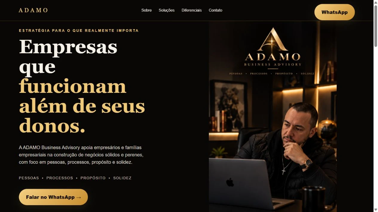 Captura real do site ADAMO